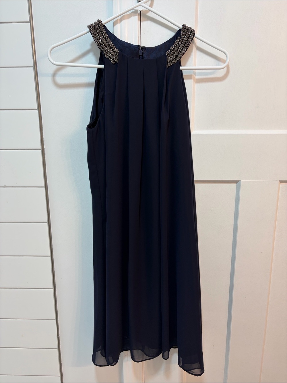 Vince Camuto Navy Evening Dress with Embellished Detail - Size 2
